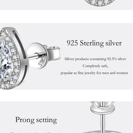 PERFANY 1CT Moissanite Earrings for Women S925 Pure Silver Water Droplet Cutting Laboratory Diamond Earrings Luxury Jewelry PlatiNum
