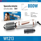 3 in 1 Rotating Hot Air Brush, 800W Professional Hair Dryer Brush, Bi-Directional Rotation with 2 Curling Rollers, Adjustable Temp & Speed Hair Styling Tool