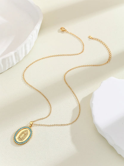 YYD Collana con ciondolo jesu in zirconi color rame alla moda per gioielli da donna, regalo, catena in acciaio inossidabile impermeabile