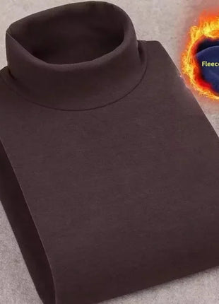Double-Sided Fleece Long Sleeve T-Shirt Men's Autumn Winter Half High Collar Base Layer Heavyweight Warm Top Base Layer Shirt PlatiNum