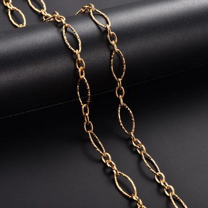 6.5/7/8mm Chic Glitter Maglia in acciaio inossidabile Taglio ovale Figaro Collana a catena per donna Uomo Rombo geometrico Girocollo Gioielli in metallo PlatiNum