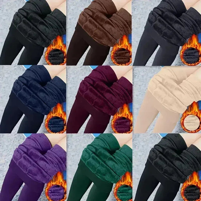 Fleece Lined Tights Women Winter Thermal Leggings Polar Skin Black Opaque Stockings Thick Warm Pantyhose Colorful Leg Warmers PlatiNum
