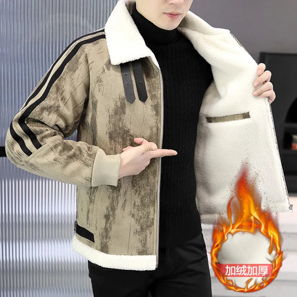 2024 Winter Woolen Motorcycle Jacket Men Thickened Velvet Casual Business Wool Blends Coat Hip Hop Social Streetwear Overcoat