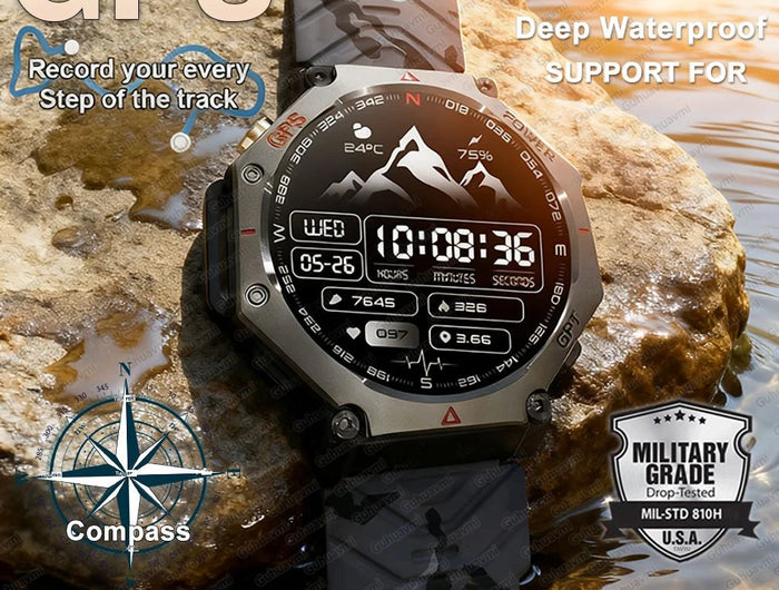 T-Rex 3 Grado Ultra Militare GPS Astuto Della Vigilanza 10ATM Bussola Impermeabile Altimetro Barometrico AMOLED Uomini HD Chiamata Sport Smartwatch platinumshop