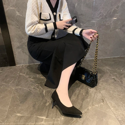 Donne Nuovi Sandali Con Tacco Medio Nero 6-8-10 cm A Punta Tacco Sottile Baotou Banchetto Scarpe Con Tacco Alto Scarpe Da Donna Tacones Mujer