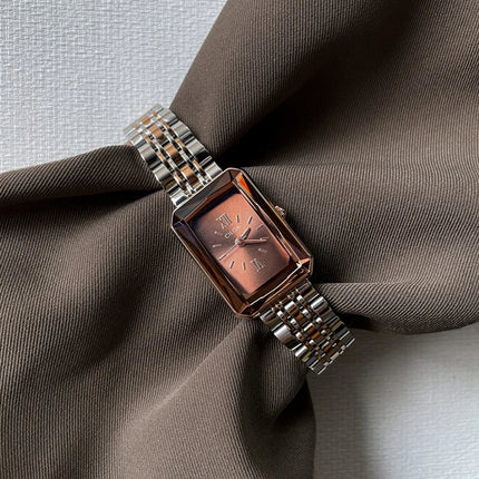 CILOA Orologio retrò marrone da donna cinturino quadrato in acciaio inossidabile 2025 nuovo marchio di moda di tendenza orologio autentico di alta qualità platinumshop