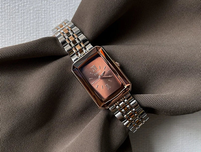 CILOA Orologio retrò marrone da donna cinturino quadrato in acciaio inossidabile 2025 nuovo marchio di moda di tendenza orologio autentico di alta qualità platinumshop