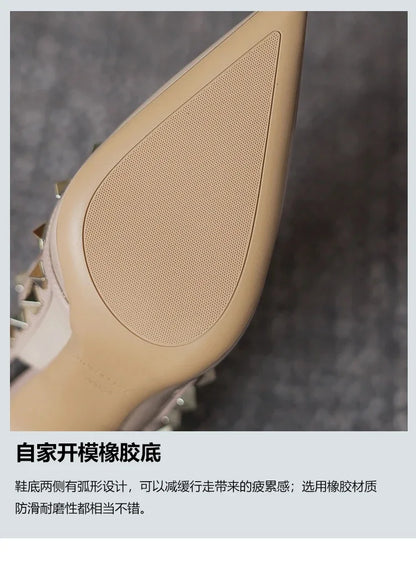 Shoes For Women 2025 Summer Luxury Punk Metal Rivet High Heels Gladiator Pointed Toe Stiletto Sandals Elegant Sexy Party Shoes