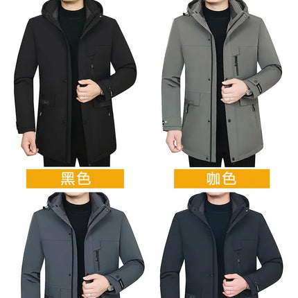 Men's Detachable Liner & Hat Puffer Coats Business Casual Hooded White Duck Down Jackets 2026 Winter Outwear Windproof Top Parka