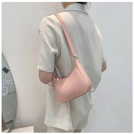 New Women's Fashion Handbags Retro Solid Color PU Leather Shoulder Underarm Bag Casual Women Hobos Handbags sac à main femme PlatiNum