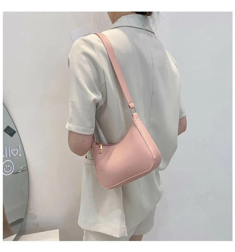 New Women's Fashion Handbags Retro Solid Color PU Leather Shoulder Underarm Bag Casual Women Hobos Handbags sac à main femme PlatiNum