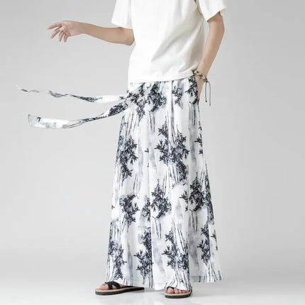 Pantaloncini da uomo casual larghi con stampa da spiaggia, in seta ghiaccio sottile, comodi, a gamba larga, stile Harajuku, streetwear