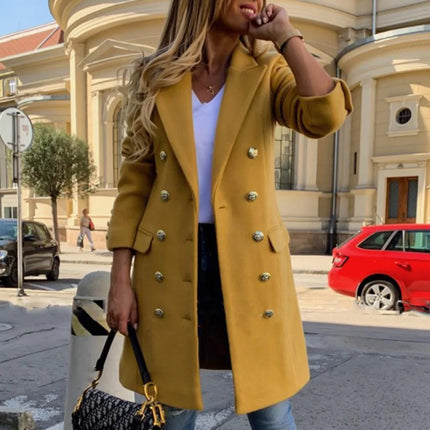 Fashion new women's autumn and winter long thin plus size woolen women's coat coat double breasted thick warm coat winter