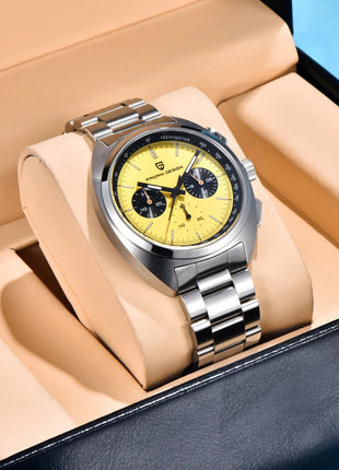Orologio da Uomo PAGANI DESIGN con Quadrante Giallo, Cronografo al Quarzo, Movimento Giapponese VK63, Vetro Zaffiro, Impermeabile, Novità 2026