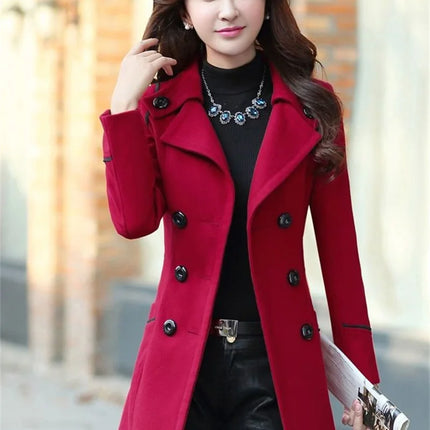 2023 New Korean Winter Woman Wool Coat Long Warm Female Woolen Coat Female Autumn Fashion Double-Breasted Jacket Outerwear