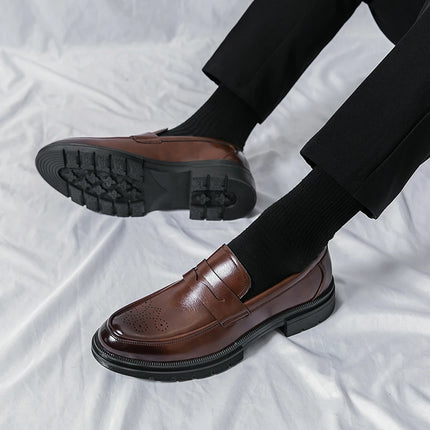Scarpe Casual con suola spessa di lusso primaverile mocassini Penny neri da uomo scarpe eleganti da ufficio marrone per Mentênis masculino