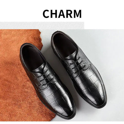 Scarpe Formali da Uomo in Pelle Traspirante con Design Traforato, Casual Estive a Punta Tonda e Tacco Basso, Comode da Indossare