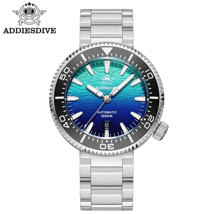 ADDIESDIVE 46mm Men Automatic Watch Sapphire Gradient Ice Hockey 1000m Dive Waterproof Mechanical Watch Ceramic Bezel Luminous