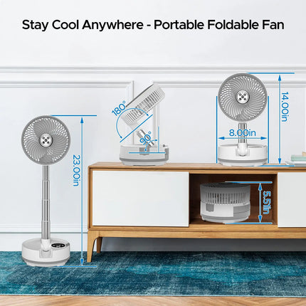 Nuovo ventilatore pieghevole da 20000 mAh con telecomando/luce/timer Ventilatore da campeggio oscillante staccabile a 9 velocità Ventilatore da campeggio portatile ricaricabile