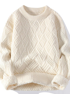 Autumn Winter O Neck Kint Pullovers Men Solid Color Casaul Sweater Loose Knitted Fashion Streetwear Warm Pullover Sweaters Man