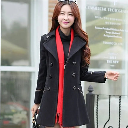 2023 New Korean Winter Woman Wool Coat Long Warm Female Woolen Coat Female Autumn Fashion Double-Breasted Jacket Outerwear