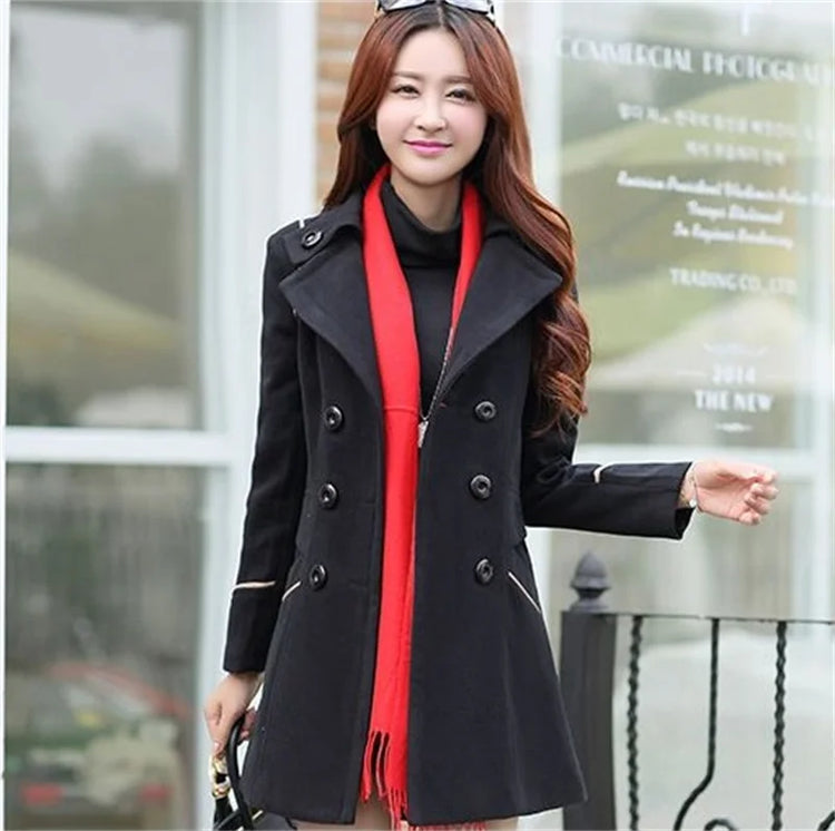 2023 New Korean Winter Woman Wool Coat Long Warm Female Woolen Coat Female Autumn Fashion Double-Breasted Jacket Outerwear