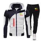 2025 Spring Autumn Claas Print Comfortable Splicing Hoodies+Trendy Solid Color Sweatpants Suit Men's Hooded Tracksuit Sports Set PlatiNum