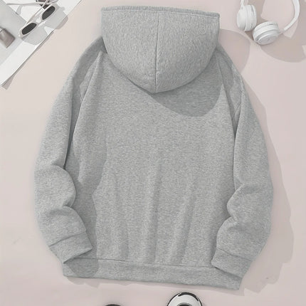 Three cat paw pattern printed hoodie, drawstring casual hooded sweatshirt, suitable for winter and autumn, women's clothing