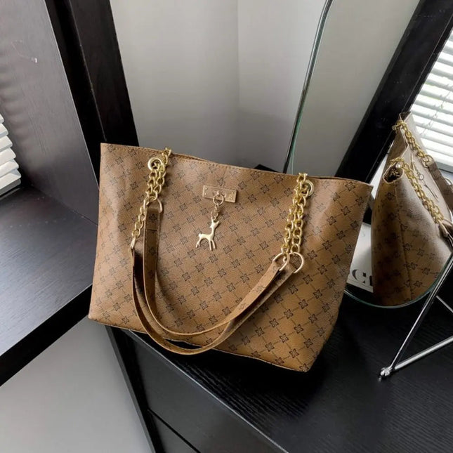 Women Luxury Design Tote Bag  Large Capacity Handbag Fashion Printing Shoulder Bag Trendy New Shopping Bag Purse PlatiNum
