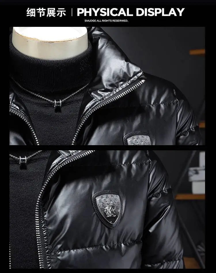 Autumn Winter New Men's Trendy American Style High Street Down Jacket Elegant Casual Stand Collar Padded Coat Mens Clothing