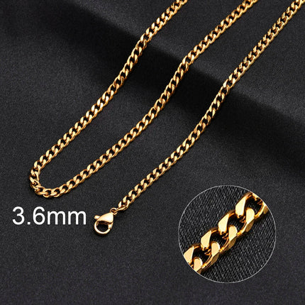 3-11MM Classic Cuban Chain Necklace for Men Women,Silver Black Gold Grey Color Stainless Steel Chains,Basic Punk Jewelry Gift PlatiNum