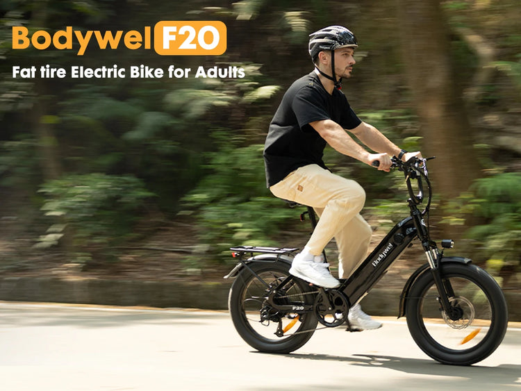Bicicletta Elettrica Fat Tire Commuter Bodywel F20 500W 48V 15Ah con Autonomia 60-80KM, Pneumatici Fat 20"x3.0", 7 Velocità e Sospensione Anteriore per Adulti Urbani