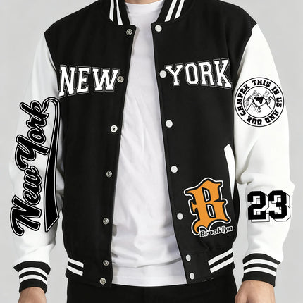 Los Angeles Art Letter Prints 2 Colors Tops Men Autumn Winter Casual Jackets Fashion Soft Baseball Jersey Loose Sports Clothes