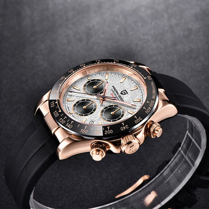 PAGANI DESIGN Nuovo Orologio da Polso al Quarzo da Uomo con Quadrante in Meteorite, Vetro Zaffiro, Cronografo, Impermeabile 100m, in Acciaio Inossidabile