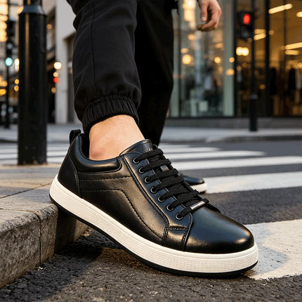 Desai Men's 2026 Autumn Lace‑up Leather Shoes Low Top Casual Skate Sneakers Wear‑resistant Sole For Business Daily Wear