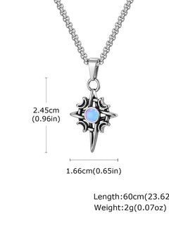 Vnox Witches Knot Moon Star Collane con ciondolo Orecchini per uomo Donna, set di gioielli con collare in pietra di luna con nodo celtico in acciaio inossidabile