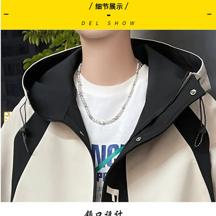 Fashion 2026 Spring Autumn Men's Casual Hooded Jackets Youth High Quality Streetwear Loose Coat Outdoor Windbreaker Top Clothing