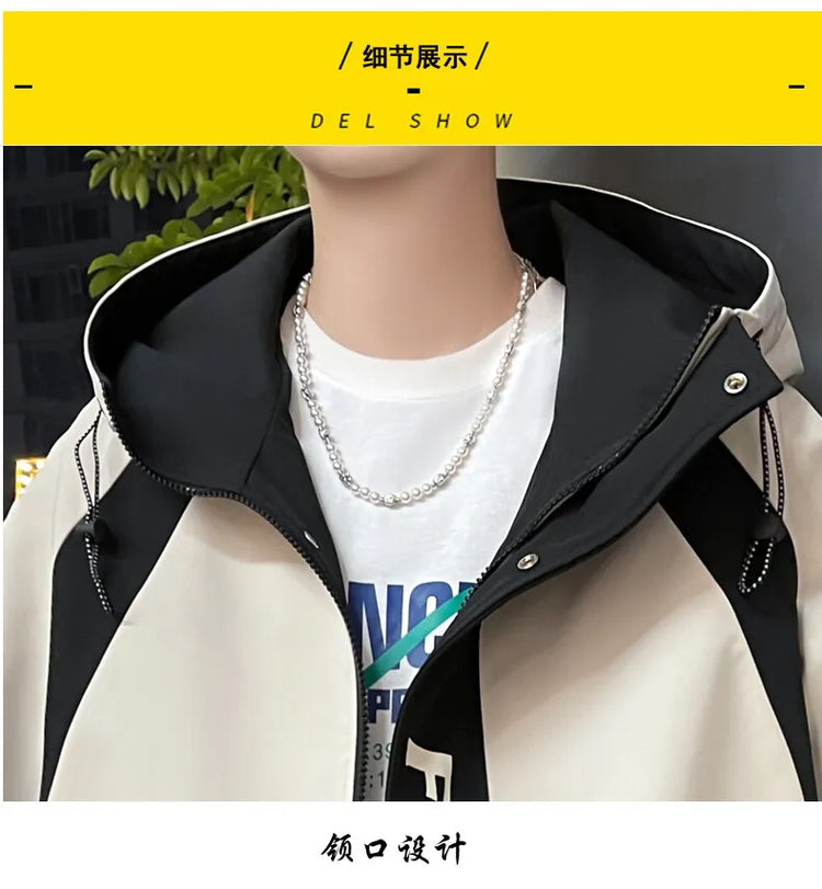 Fashion 2026 Spring Autumn Men's Casual Hooded Jackets Youth High Quality Streetwear Loose Coat Outdoor Windbreaker Top Clothing