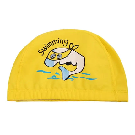 Cuffia da nuoto per bambini Tessuto PU impermeabile Simpatico cartone animato Animale Delfino Proteggi le orecchie Capelli lunghi Ragazzi Ragazze Cuffia da piscina Cappello