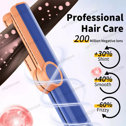 2 in 1 Hair Straightener & Hair Dryer with 15s Fast Heating Hair Flat Iron Negative Ion Iron for Less Frizz, Shinier & Smoother