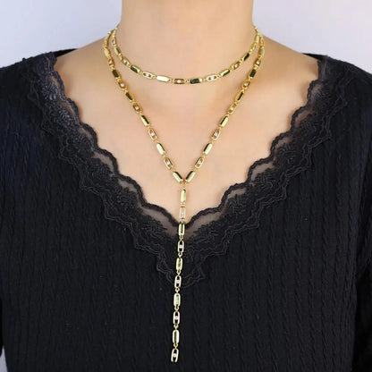 Nuovo speciale color oro Goccia d'acqua Bling Ovale CZ Collana girocollo Lariat Lunga barra a goccia a forma di Y Lunga nappa Gioielli da donna 2025