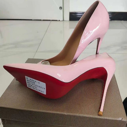 Taglie 48 Scarpe da donna stile classico in vernice con punta a punta Slip On 12 cm Scarpe con tacco alto da donna eleganti Décolleté a spillo semplici Nero Rosso Bianco platinumshop