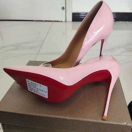 Taglie 48 Scarpe da donna stile classico in vernice con punta a punta Slip On 12 cm Scarpe con tacco alto da donna eleganti Décolleté a spillo semplici Nero Rosso Bianco