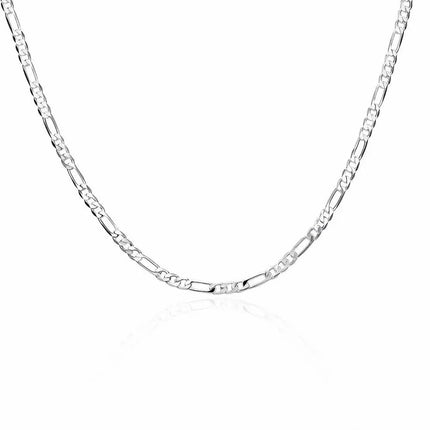ALIZERO 40-75cm 925 Silver 4mm Figaro Chain Necklace for Women Men Long Necklace Hip Hop Jewelry Gift PlatiNum