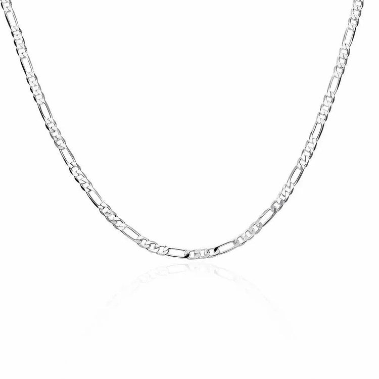 ALIZERO 40-75cm 925 Silver 4mm Figaro Chain Necklace for Women Men Long Necklace Hip Hop Jewelry Gift PlatiNum