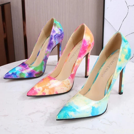 Tacchi alti dimagranti alla moda e sexy di grandi dimensioni Tacchi sottili Bocca poco profonda Punta a punta Tacchi alti di colore di nicchia Scarpe singole