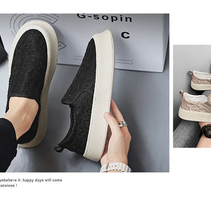 2025 Autumn New Fashion Shallow Mouth Casual Canvas Shoes for Men Breathable Comfortable Niche Design Versatile Chunky Sneakers