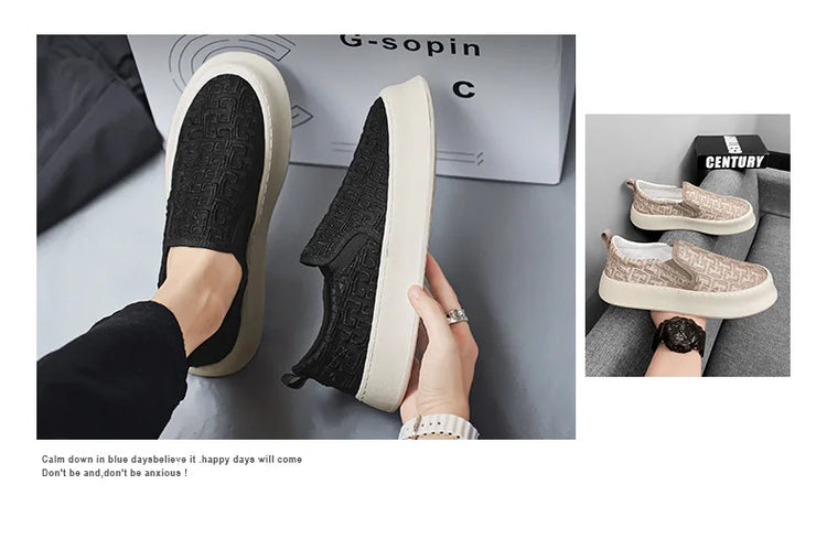 2025 Autumn New Fashion Shallow Mouth Casual Canvas Shoes for Men Breathable Comfortable Niche Design Versatile Chunky Sneakers