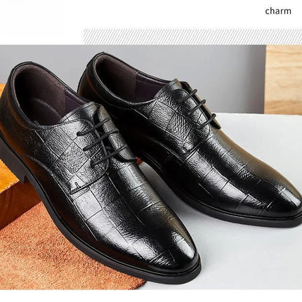 Scarpe Formali da Uomo in Pelle Traspirante con Design Traforato, Casual Estive a Punta Tonda e Tacco Basso, Comode da Indossare