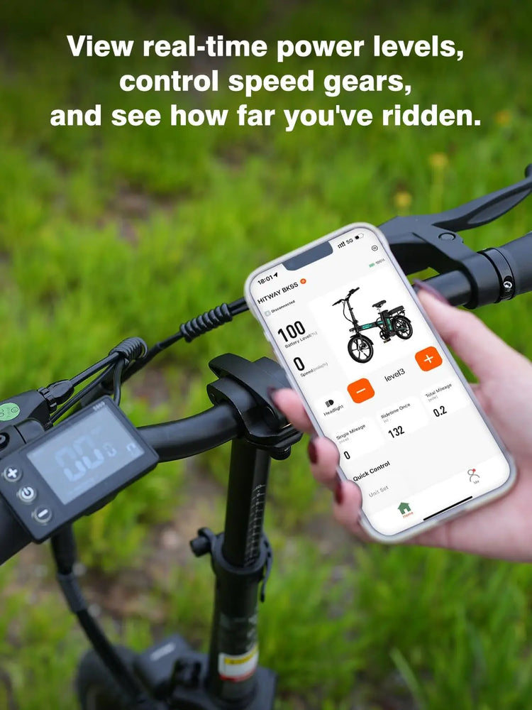 Bicicletta elettrica HITWAY, E-Bike pieghevole, Bici da città, Batteria al litio 36V/13Ah, Autonomia elettrica fino a 35-90 km